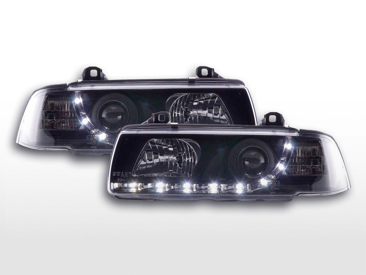 Scheinwerfer Set Daylight LED TFL-Optik Citroen Saxo 00-02 chrom Scheinwerfer Set Daylight LED TFL-Optik Citroen Saxo 00-02 chrom